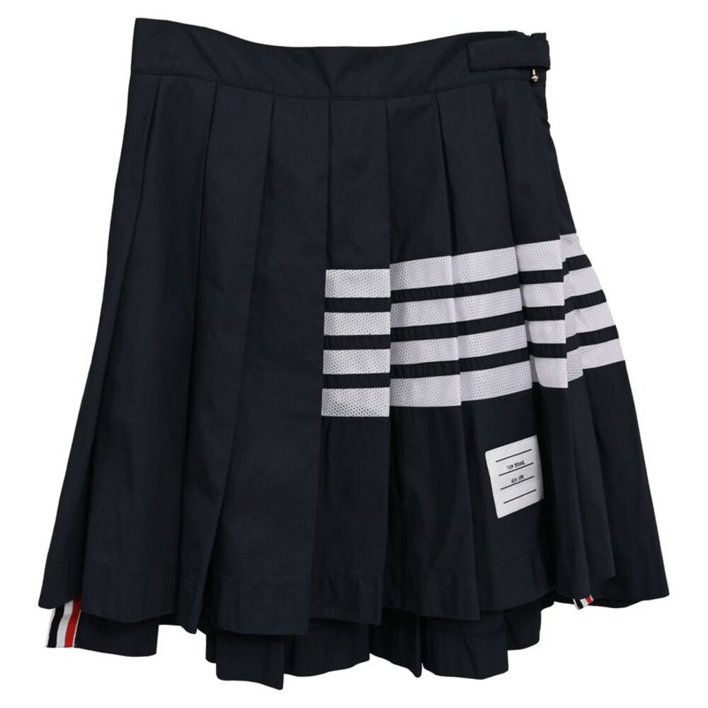 Thom Browne  4-bar stripe Pleated Mini Skirt in Black Polyamide